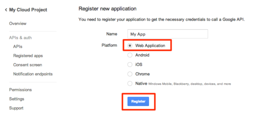 Linking to Google Analytics: 05 - Register New Application