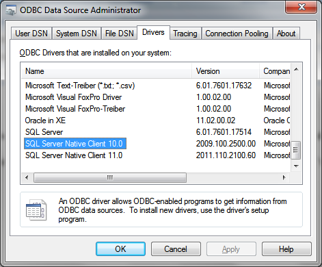 Sql server native client deals 11.0